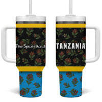 Tanzania Spice Island Tumbler With Handle with Clove Leaf Pattern and National Flag Colors