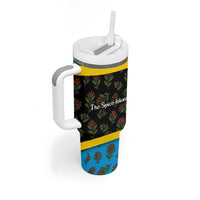 Tanzania Spice Island Tumbler With Handle with Clove Leaf Pattern and National Flag Colors