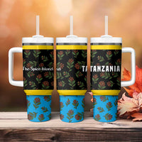 Tanzania Spice Island Tumbler With Handle with Clove Leaf Pattern and National Flag Colors