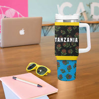 Tanzania Spice Island Tumbler With Handle with Clove Leaf Pattern and National Flag Colors