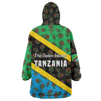 Tanzania Spice Island Wearable Blanket Hoodie with Clove Leaf Pattern and National Flag Colors