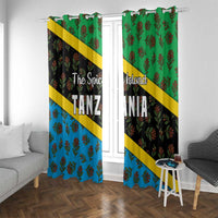Tanzania Spice Island Window Curtain with Clove Leaf Pattern and National Flag Colors