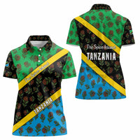 Tanzania Spice Island Women Polo Shirt with Clove Leaf Pattern and National Flag Colors