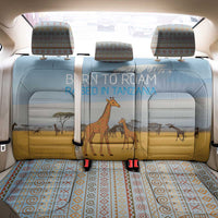 Tanzania Safari Giraffe Back Car Seat Cover with Tribal Patterns and Mount Kilimanjaro Scene