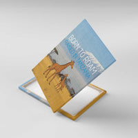 Tanzania Safari Giraffe Canvas Wall Art with Tribal Patterns and Mount Kilimanjaro Scene