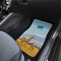 Tanzania Safari Giraffe Car Mats with Tribal Patterns and Mount Kilimanjaro Scene