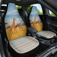 Tanzania Safari Giraffe Car Seat Cover with Tribal Patterns and Mount Kilimanjaro Scene
