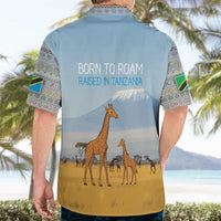 Tanzania Safari Giraffe Hawaiian Shirt with Tribal Patterns and Mount Kilimanjaro Scene