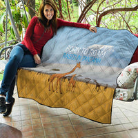 Tanzania Safari Giraffe Quilt with Tribal Patterns and Mount Kilimanjaro Scene