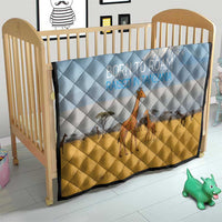 Tanzania Safari Giraffe Quilt with Tribal Patterns and Mount Kilimanjaro Scene