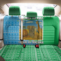 Tanzania Wildlife Back Car Seat Cover with Tribal Print and Mount Kilimanjaro Safari Scene