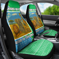 Tanzania Wildlife Car Seat Cover with Tribal Print and Mount Kilimanjaro Safari Scene