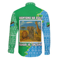 Tanzania Wildlife Family Matching Puletasi and Hawaiian Shirt with Tribal Print and Mount Kilimanjaro Safari Scene