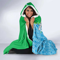Tanzania Wildlife Hooded Blanket with Tribal Print and Mount Kilimanjaro Safari Scene
