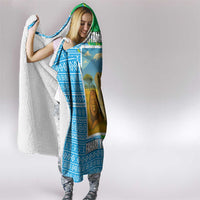 Tanzania Wildlife Hooded Blanket with Tribal Print and Mount Kilimanjaro Safari Scene