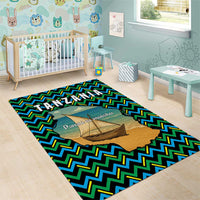 Tanzania Coastal Life Area Rug with Swahili Dhow Boat and Tribal Pattern - Wonder Print Shop