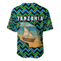 Tanzania Coastal Life Baseball Jersey with Swahili Dhow Boat and Tribal Pattern - Wonder Print Shop