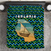 Tanzania Coastal Life Bedding Set with Swahili Dhow Boat and Tribal Pattern - Wonder Print Shop