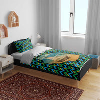 Tanzania Coastal Life Bedding Set with Swahili Dhow Boat and Tribal Pattern - Wonder Print Shop