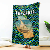 Tanzania Coastal Life Blanket with Swahili Dhow Boat and Tribal Pattern - Wonder Print Shop