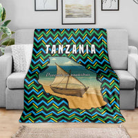 Tanzania Coastal Life Blanket with Swahili Dhow Boat and Tribal Pattern - Wonder Print Shop