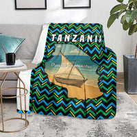 Tanzania Coastal Life Blanket with Swahili Dhow Boat and Tribal Pattern - Wonder Print Shop
