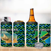 Tanzania Coastal Life 4 in 1 Can Cooler Tumbler with Swahili Dhow Boat and Tribal Pattern - Wonder Print Shop
