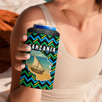 Tanzania Coastal Life 4 in 1 Can Cooler Tumbler with Swahili Dhow Boat and Tribal Pattern - Wonder Print Shop