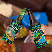 Tanzania Coastal Life 4 in 1 Can Cooler Tumbler with Swahili Dhow Boat and Tribal Pattern - Wonder Print Shop