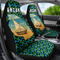 Tanzania Coastal Life Car Seat Cover with Swahili Dhow Boat and Tribal Pattern - Wonder Print Shop