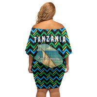 Tanzania Coastal Life Family Matching Off Shoulder Short Dress and Hawaiian Shirt with Swahili Dhow Boat and Tribal Pattern - Wonder Print Shop