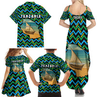 Tanzania Coastal Life Family Matching Summer Maxi Dress and Hawaiian Shirt with Swahili Dhow Boat and Tribal Pattern - Wonder Print Shop