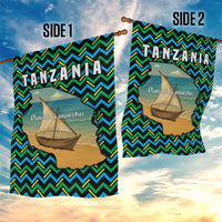 Tanzania Coastal Life Garden Flag with Swahili Dhow Boat and Tribal Pattern - Wonder Print Shop