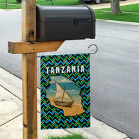 Tanzania Coastal Life Garden Flag with Swahili Dhow Boat and Tribal Pattern - Wonder Print Shop