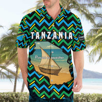 Tanzania Coastal Life Hawaiian Shirt with Swahili Dhow Boat and Tribal Pattern - Wonder Print Shop