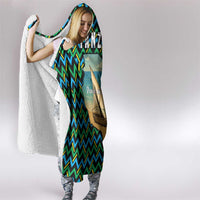 Tanzania Coastal Life Hooded Blanket with Swahili Dhow Boat and Tribal Pattern - Wonder Print Shop