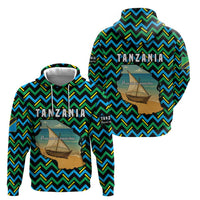 Tanzania Coastal Life Hoodie with Swahili Dhow Boat and Tribal Pattern - Wonder Print Shop