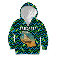 Tanzania Coastal Life Kid Hoodie with Swahili Dhow Boat and Tribal Pattern - Wonder Print Shop