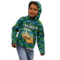 Tanzania Coastal Life Kid Hoodie with Swahili Dhow Boat and Tribal Pattern - Wonder Print Shop