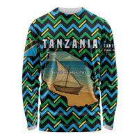 Tanzania Coastal Life Long Sleeve Shirt with Swahili Dhow Boat and Tribal Pattern - Wonder Print Shop