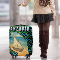Tanzania Coastal Life Luggage Cover with Swahili Dhow Boat and Tribal Pattern - Wonder Print Shop