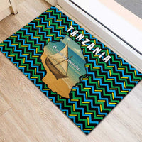 Tanzania Coastal Life Rubber Doormat with Swahili Dhow Boat and Tribal Pattern - Wonder Print Shop