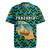 Tanzania Coastal Life Rugby Jersey with Swahili Dhow Boat and Tribal Pattern - Wonder Print Shop
