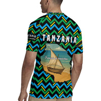 Tanzania Coastal Life Rugby Jersey with Swahili Dhow Boat and Tribal Pattern - Wonder Print Shop