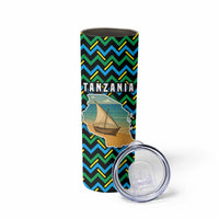 Tanzania Coastal Life Skinny Tumbler with Swahili Dhow Boat and Tribal Pattern - Wonder Print Shop