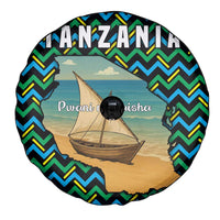 Tanzania Coastal Life Spare Tire Cover with Swahili Dhow Boat and Tribal Pattern - Wonder Print Shop
