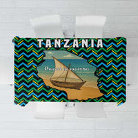 Tanzania Coastal Life Tablecloth with Swahili Dhow Boat and Tribal Pattern - Wonder Print Shop
