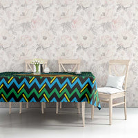 Tanzania Coastal Life Tablecloth with Swahili Dhow Boat and Tribal Pattern - Wonder Print Shop