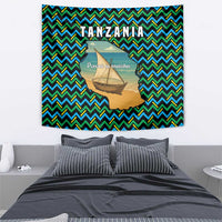 Tanzania Coastal Life Tapestry with Swahili Dhow Boat and Tribal Pattern - Wonder Print Shop