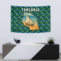 Tanzania Coastal Life Tapestry with Swahili Dhow Boat and Tribal Pattern - Wonder Print Shop